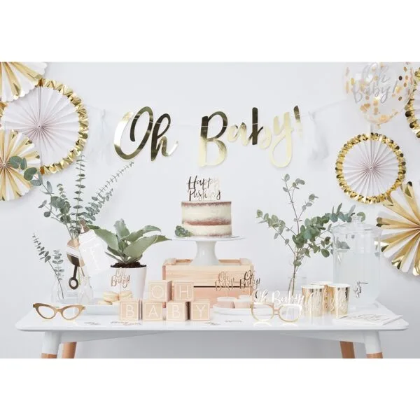 Pappteller 'Oh Baby' gold/weiß 8 St. – Bild 5